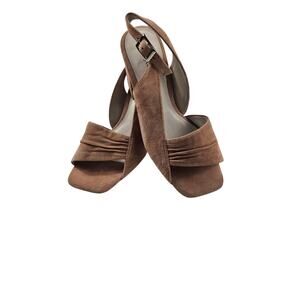 Jeffery Campbell designer sling back sandal with heel Camel neutral suede 7.5